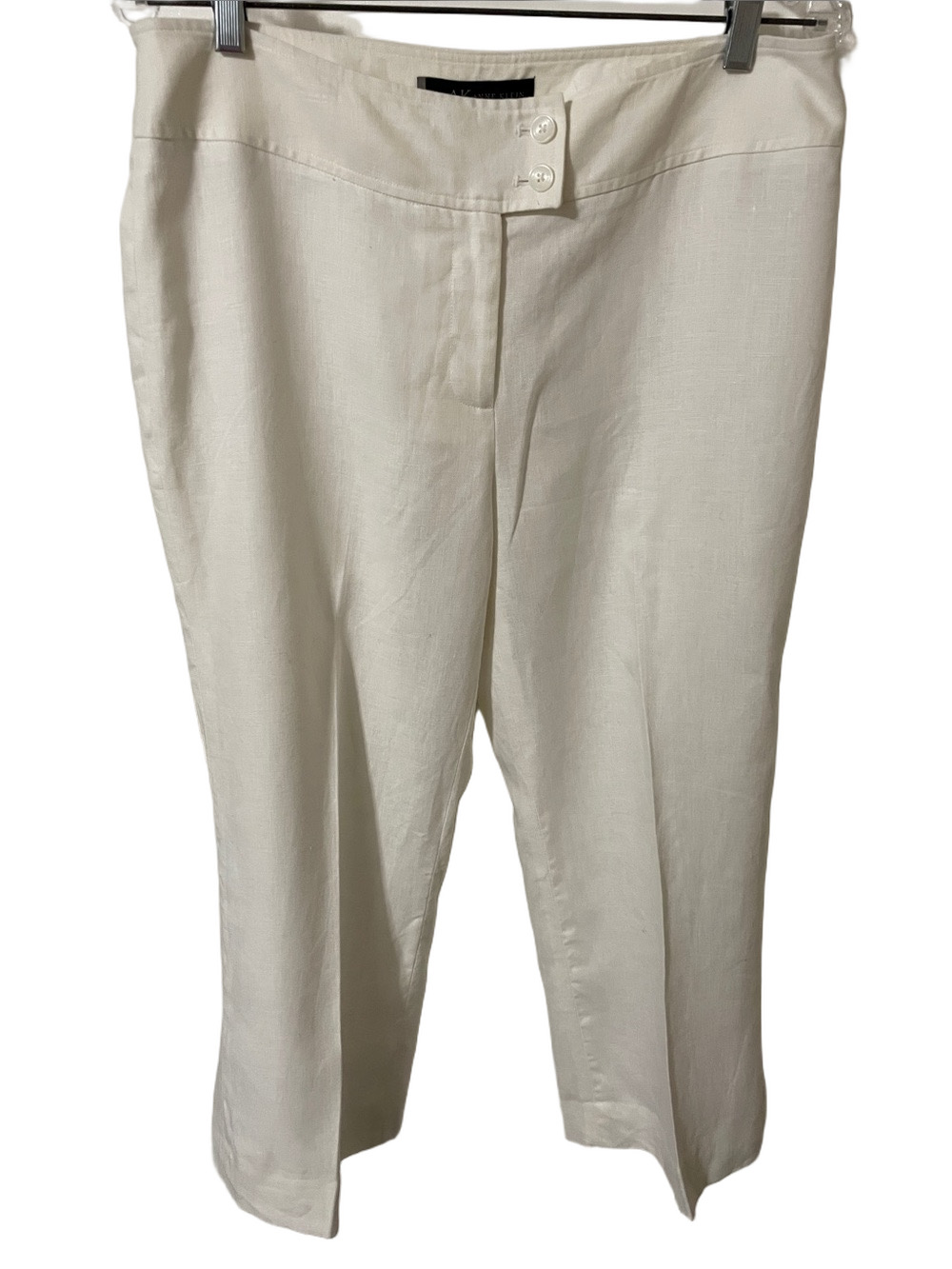 Anne Klein Cream Wide-Leg Crop Linen Pants Size 10